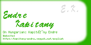 endre kapitany business card